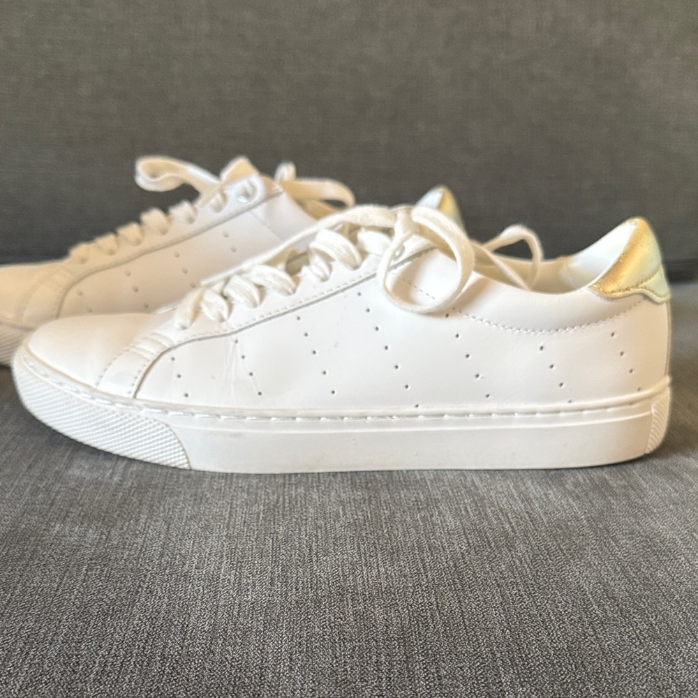 J. Crew White Sneakers with Gold Accents